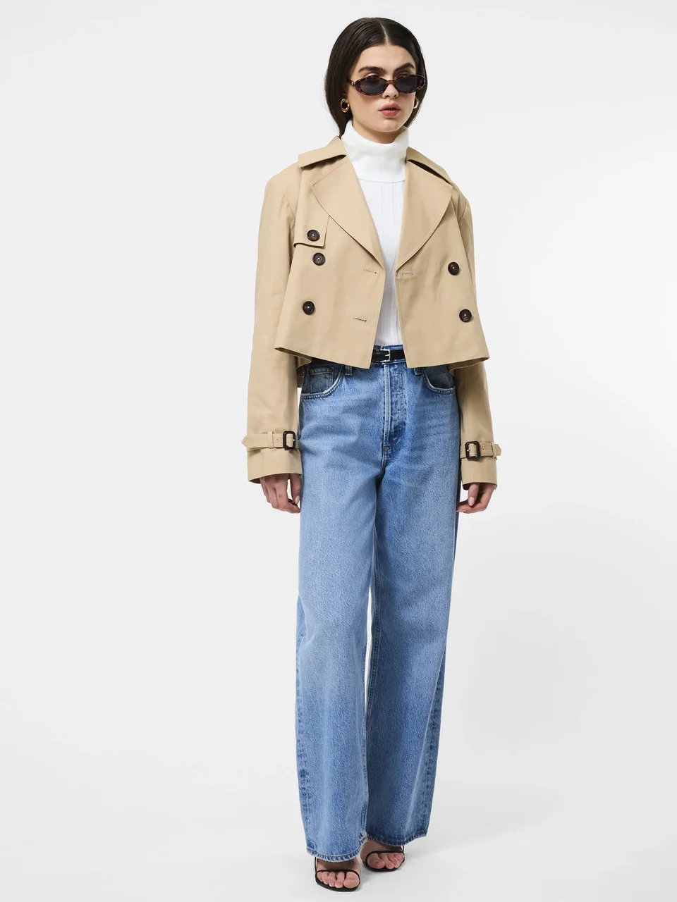 Cropped Twill Trench