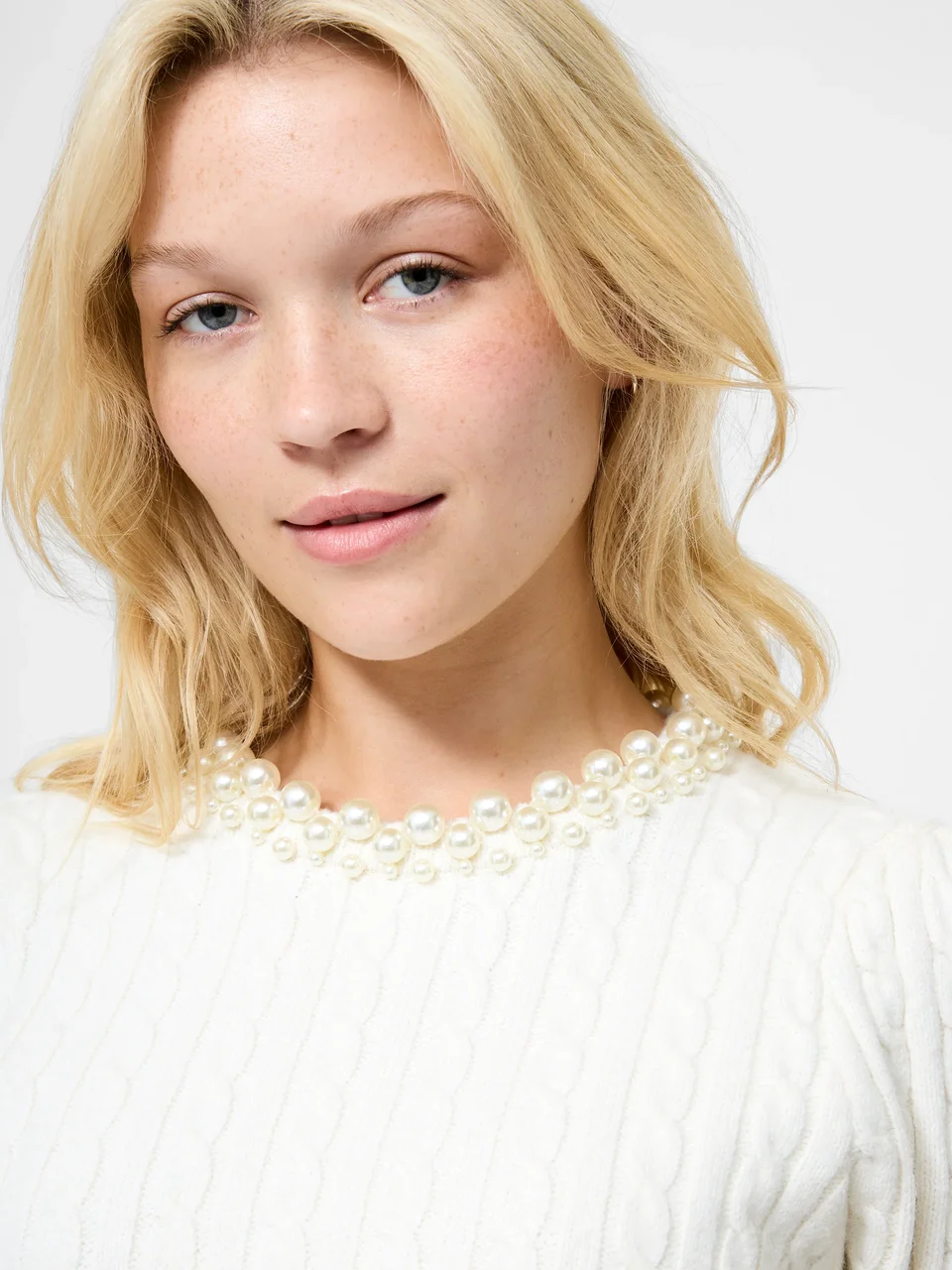 Alternative view of Embellished Neck Short Sleeve Sweater