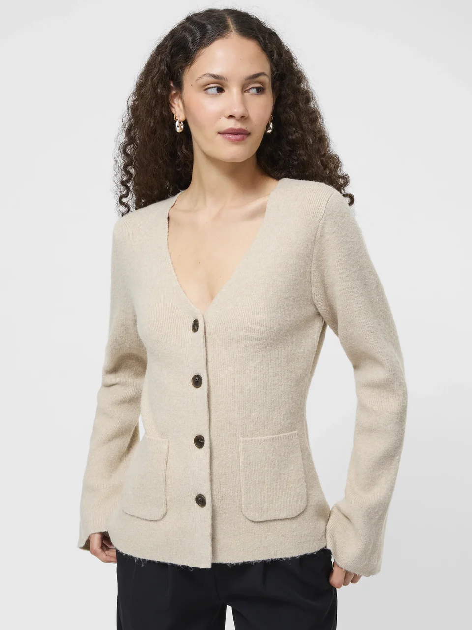 Knit V-Neck Cardigan - Image 5