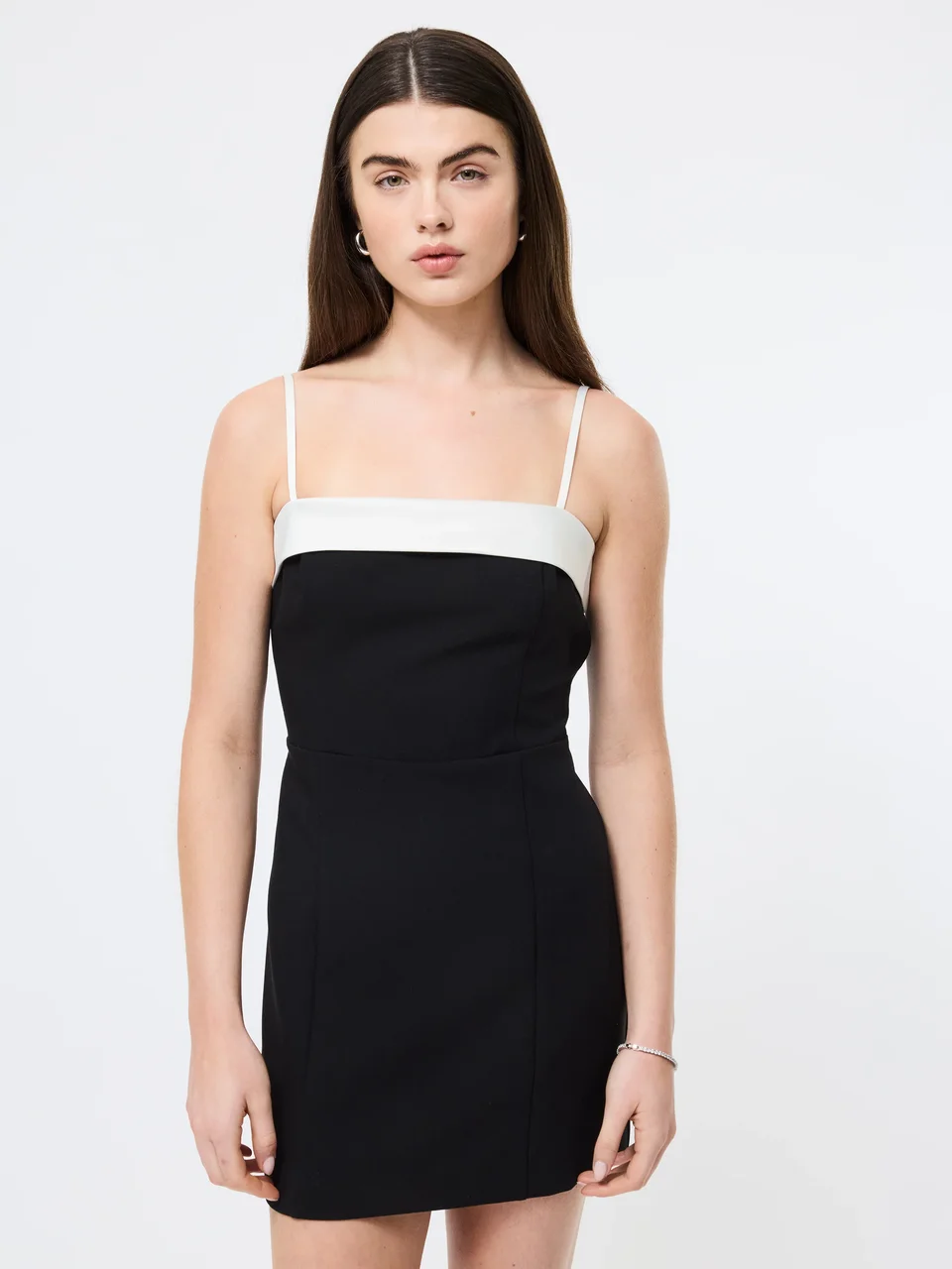 Alternative view of Satin Contrast Foldover Mini Dress