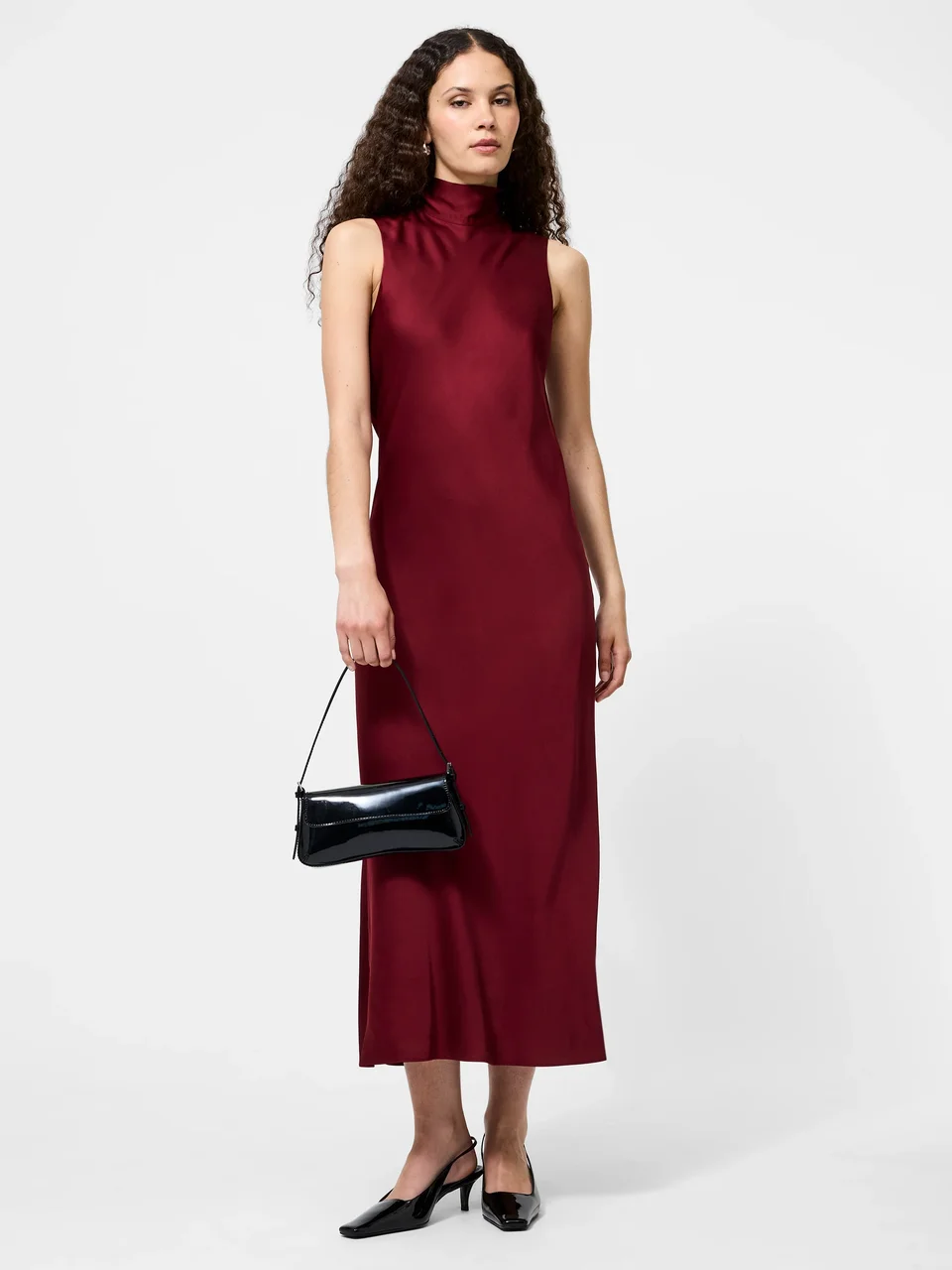 Satin Sleeveless Bow Midi Dress