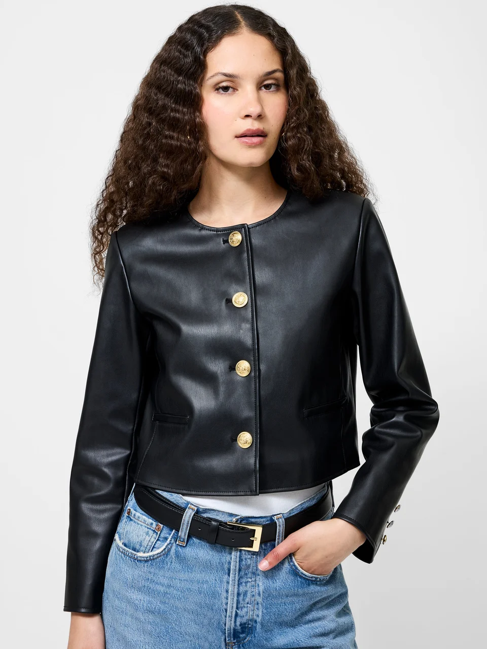 Vegan Leather Cropped Jacket