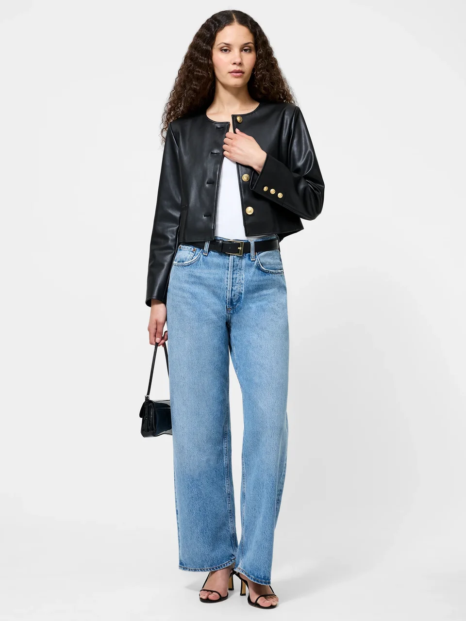 Vegan Leather Cropped Jacket - Image 5