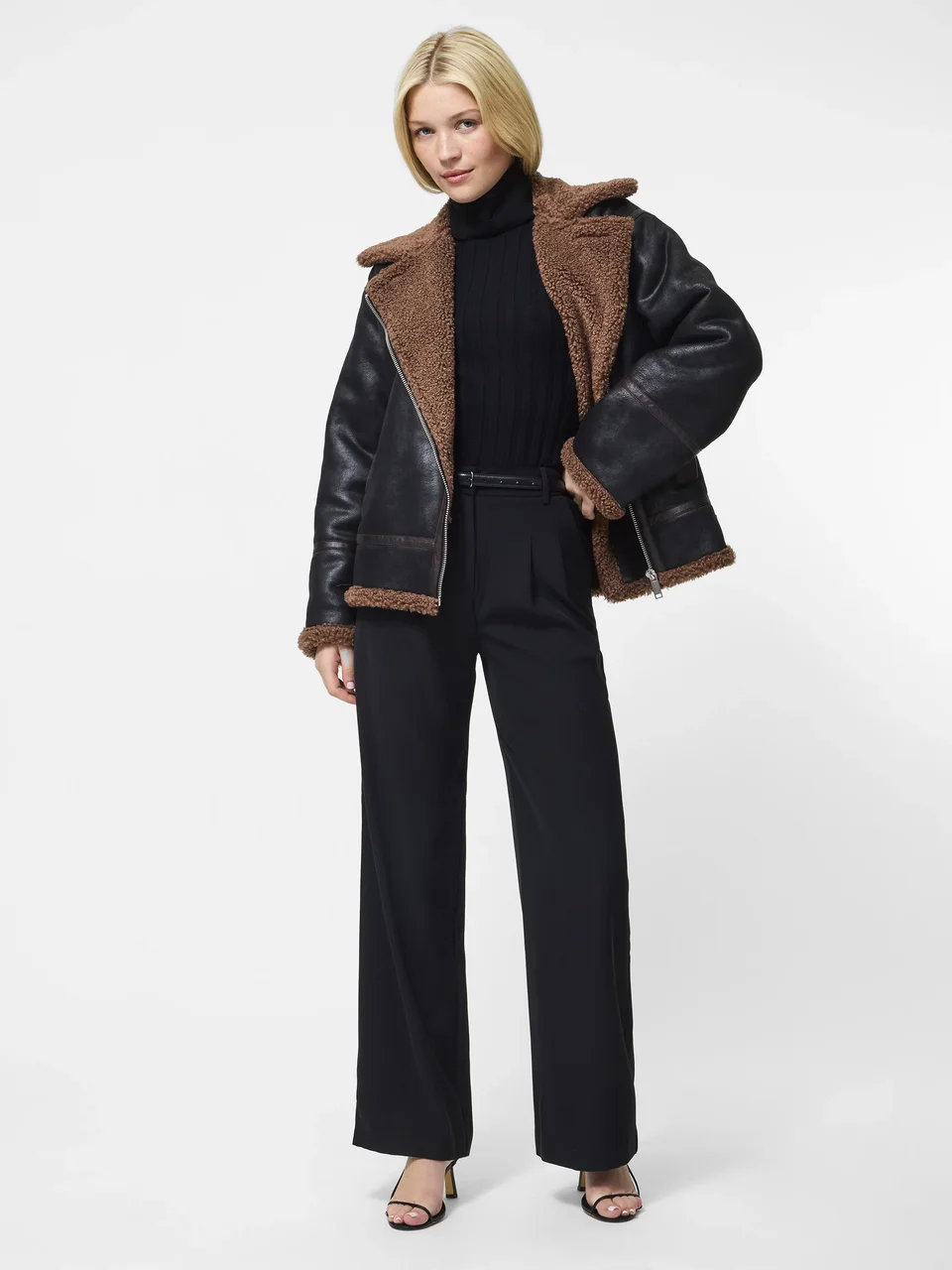 Vegan Shearling Zip Up Jacket - Image 3