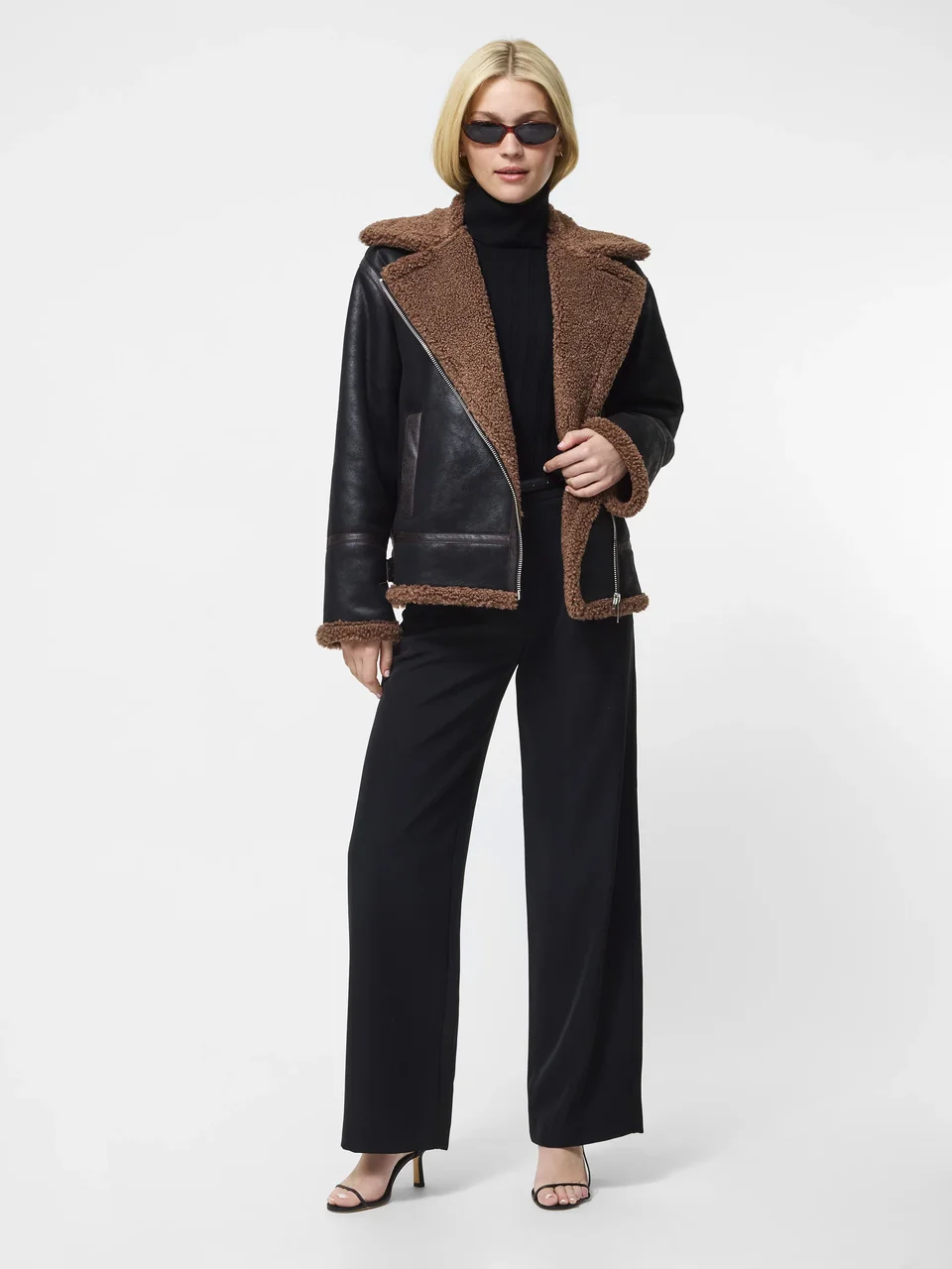 Vegan Shearling Zip Up Jacket - Image 5