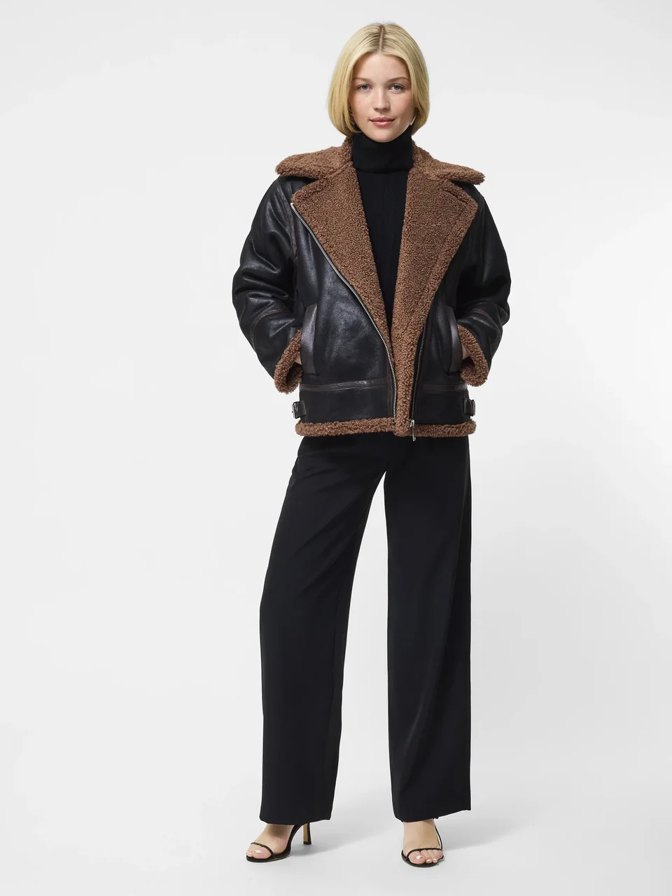 Vegan Shearling Zip Up Jacket - Image 6