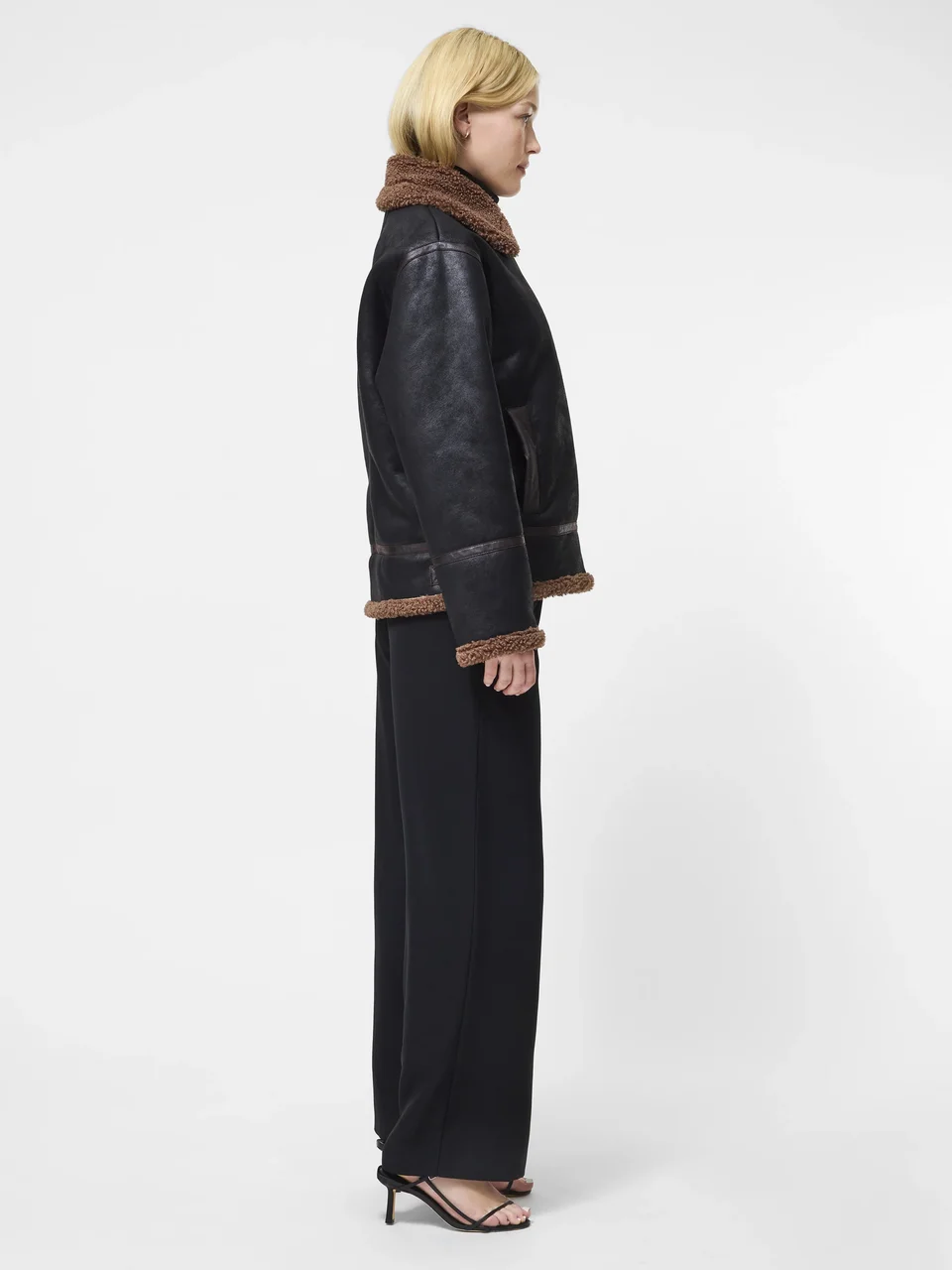 Vegan Shearling Zip Up Jacket - Image 7