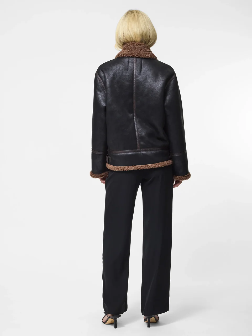 Vegan Shearling Zip Up Jacket - Image 8